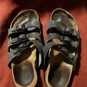 Trashed Birkenstock Black Sandals